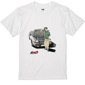 Initial D Takumi Fujiwara Toyota AE86 White T-shirt Anime Manga Japan Vintage